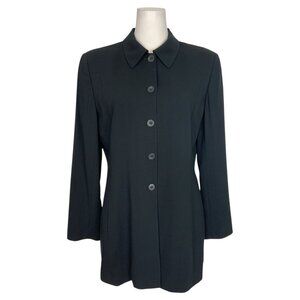 Lafayette 148 New York Wool Blazer 10 Dark Blue Long Line